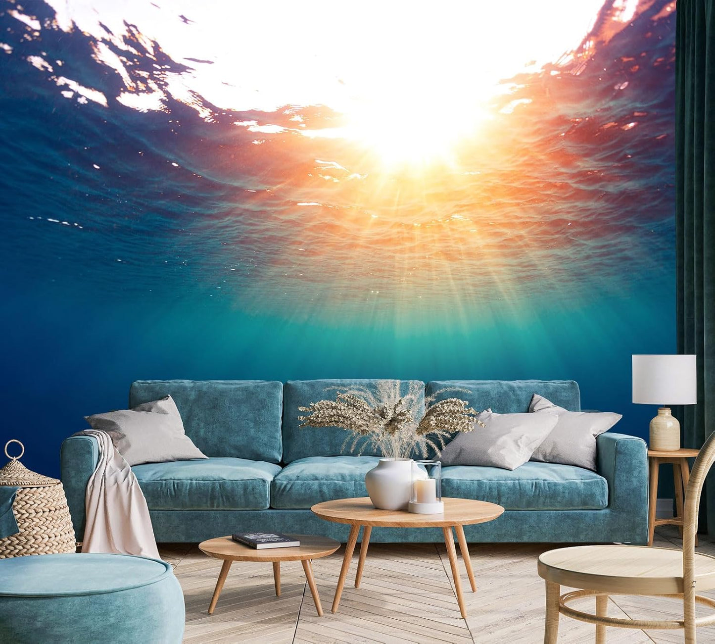 Sunshine into The Sea Wall Mural Large Seascape Wallpaper for Bedroom Livingroom (Not Peel n' Stick)