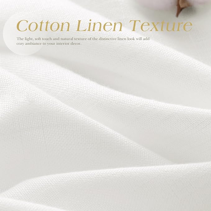 Ivory Linen Curtains 84 Inches Long for Living Room 2 Panel Set Grommet Elegant Semi Sheer Light Filtering Drapes Neutral Boho Off White Linen Blend Privacy Window Curtain for Bedroom Office 52X84