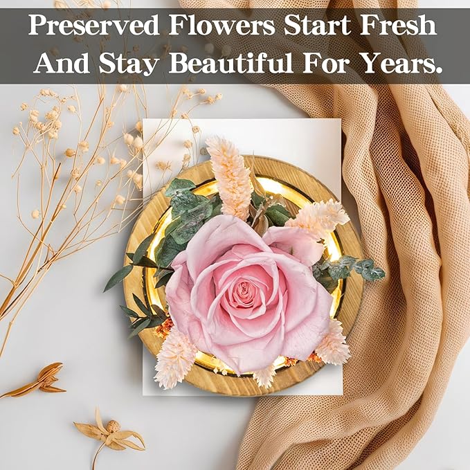 Preserved Roses & Fresh Flowers Bouquet – Gift for Women, Roses that Last Forever, Flowers for Delivery Prime – Birthday, Mother’s Day & Christmas
