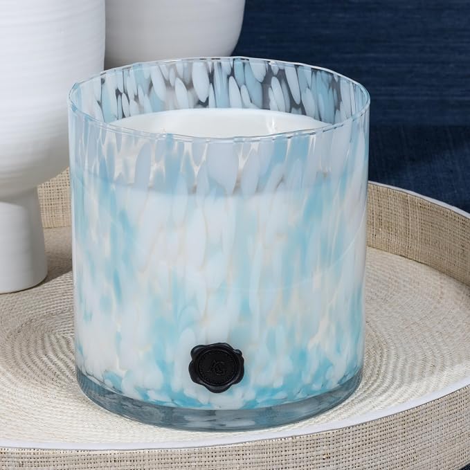 Zodax Apothecary Guild Apothecary Guild Opal Glass Five-Wick Candle Jar 8 in x8 in 250 Hours Burn Time Aqua Blue Sunset Beach