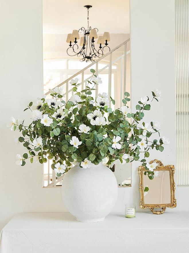 MISSPIN Artificial Flowers with Greenery Stems Faux Plants Indoor Branches for Tall Vase Ultra-Realistic, 14 Pcs Wedding Centerpieces, Home Decor & DIY Bouquets