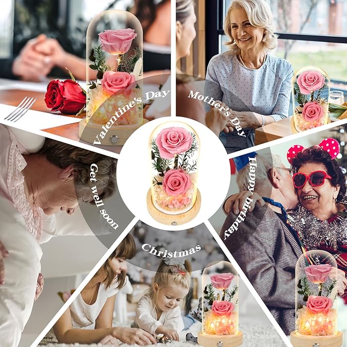 Preserved Roses & Fresh Flowers Bouquet – Gift for Women, Roses that Last Forever, Flowers for Delivery Prime – Birthday, Mother’s Day & Christmas
