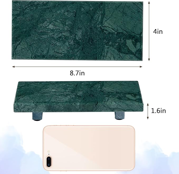 Natural Marble Tray Pedestal Stand – Soap & Jewelry Riser for Bathroom Counter, Kitchen Sink, Vanity Organizer, Decorative Stone Catchall for Perfume, Candles