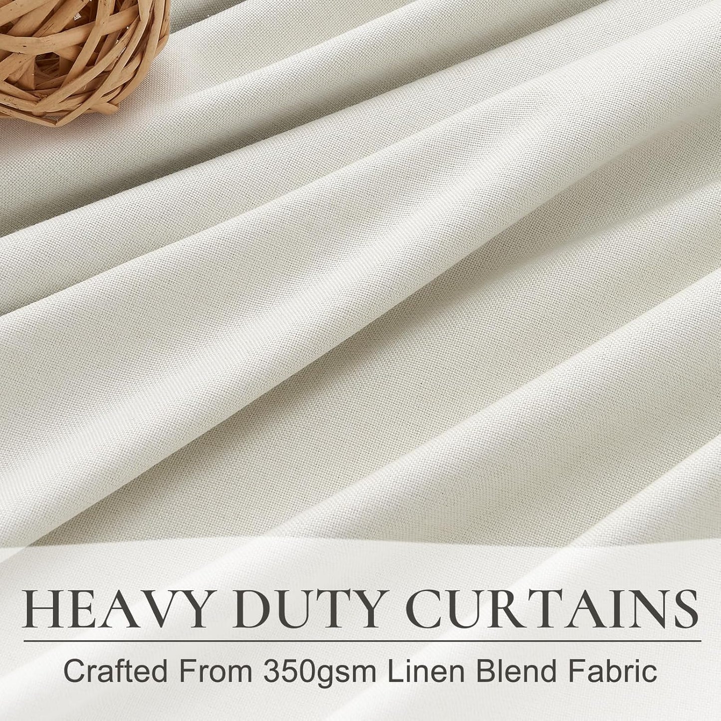 Unique Cream 105 Inch Large Window Blackout Curtains 2 Panels Set Floor to Ceiling Track, Linen Textured Pinch Pleated Drapes Hooks & Back Tab for Bedroom Thermal (40" Wx105 Lx2 Panels)