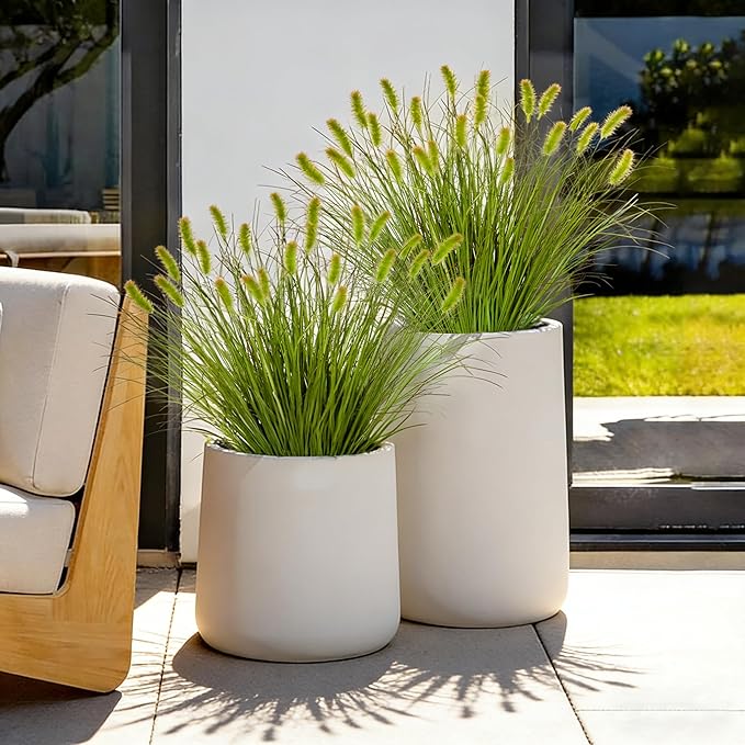 14PCS Artificial Dog Tail Grass Plant UV Resistant Outdoors Faux Plants Ornamental Wheat Grass Cattails Artificial Flowers Home Decor for Outdoor Garden (14, Dark Green with Dog Tail)
