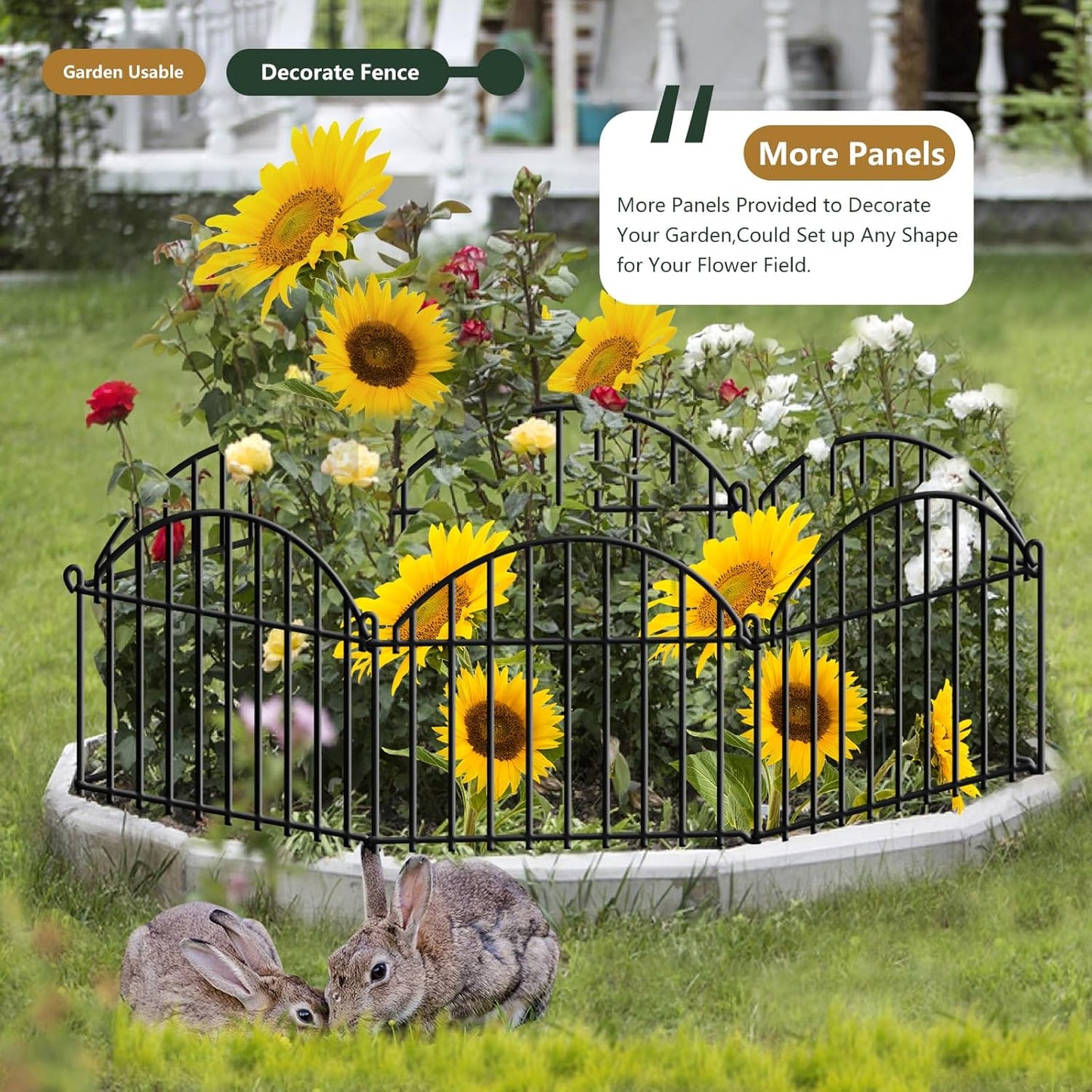 21.25ft x 20in Animal Barrier Fence, 15 Panels Garden Fencing for Dogs Rabbit, Rustproof Metal Edging Border Ground Stake, Arched Decorative Fences for Seedlings Protection, Outdoor Yard Patio Lawn