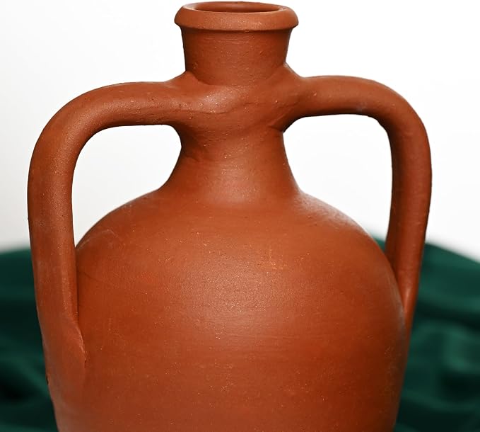 Terracotta Double Handled Amphora Water Jug, Clay Pitcher, Wine Carafe, Home Decor Vase, Pottery Jar, Traditional Kitchen Gift, Fit for DIY!