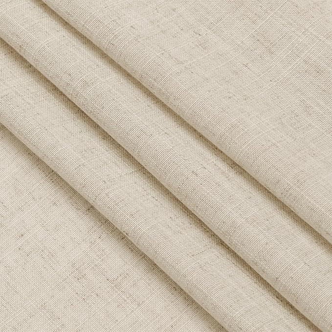 Beige Linen Curtains 80 inches Long for Loving Room Back Tab Light Filtering Privacy Sheer Curtains Rustic Farmhouse Bedroom Decor Cotton Textured Gauze Curtain 2 Panel Set 38x80