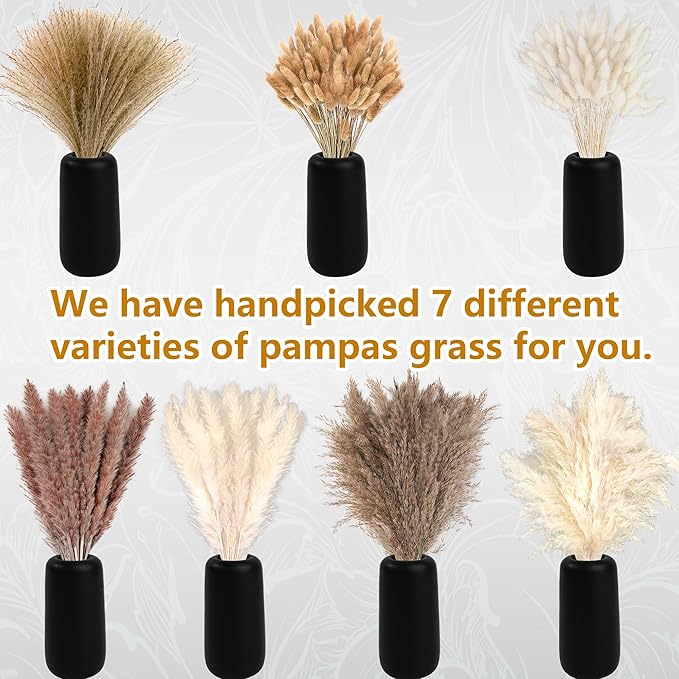 610 PCS Dried Pampas Grass Decor, Dried Flower Bouquets for Wedding, Home, Centerpiece Table, Modern Home, Western Living Room, Nurserie, Nursery, Boho Room, Beach, Women Office, and Boho Decor