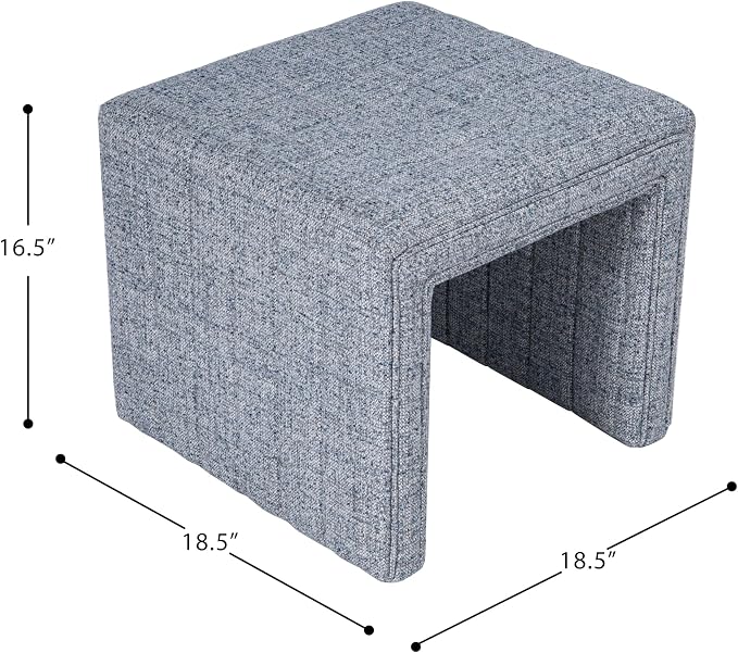 HomePop 19" Modern Waterfall Ottoman - Blue Gray Woven Fabric