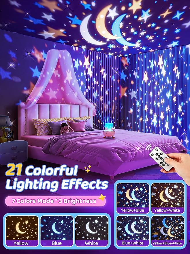 Carousel Night Light for Kids,15 Music+15 Films+315 Colors Star Projector for Kids Night Light Projector,360°+Remote+1200mah Unicorn Toys for Girls Room Decor,Autism Toys,Toddler Gifts for Girls Baby