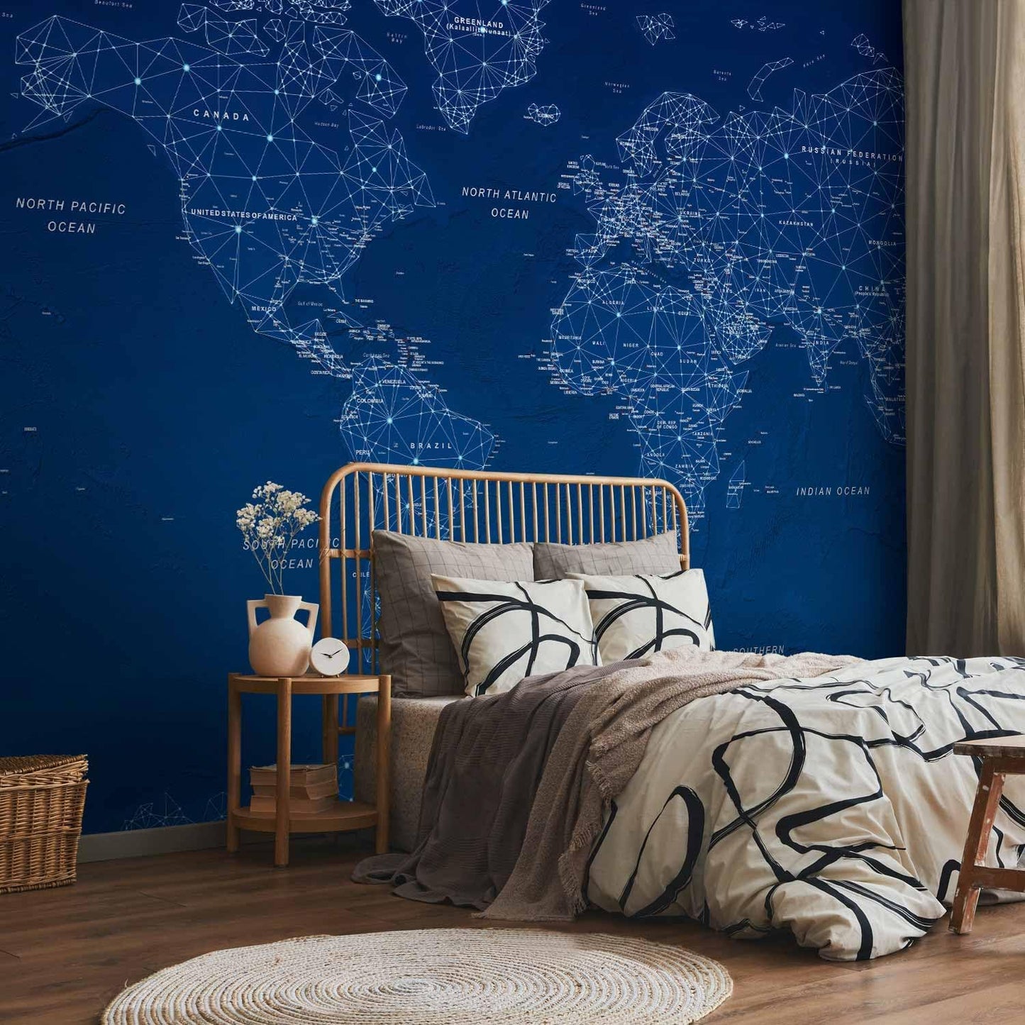 artgeist Premium Wall Mural World Map 79x55 in - XXL Non-Woven Wallpaper Fleece Wall Decor Photo Print Picture Image Design Home Map of The World k-A-0125-a-a