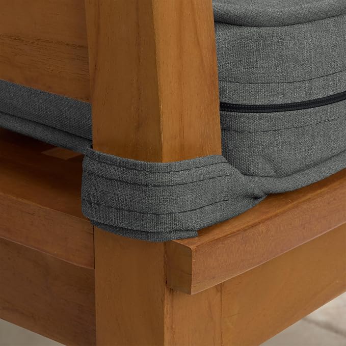 Arden 19 x 19 Luxury Foam Outdoor Double Welted Dining Seat Cushion, Made with PROFOAM, Performance Fabric, Rain-Proof, Fade Resistant, Heathered Charcoal Woven Solid