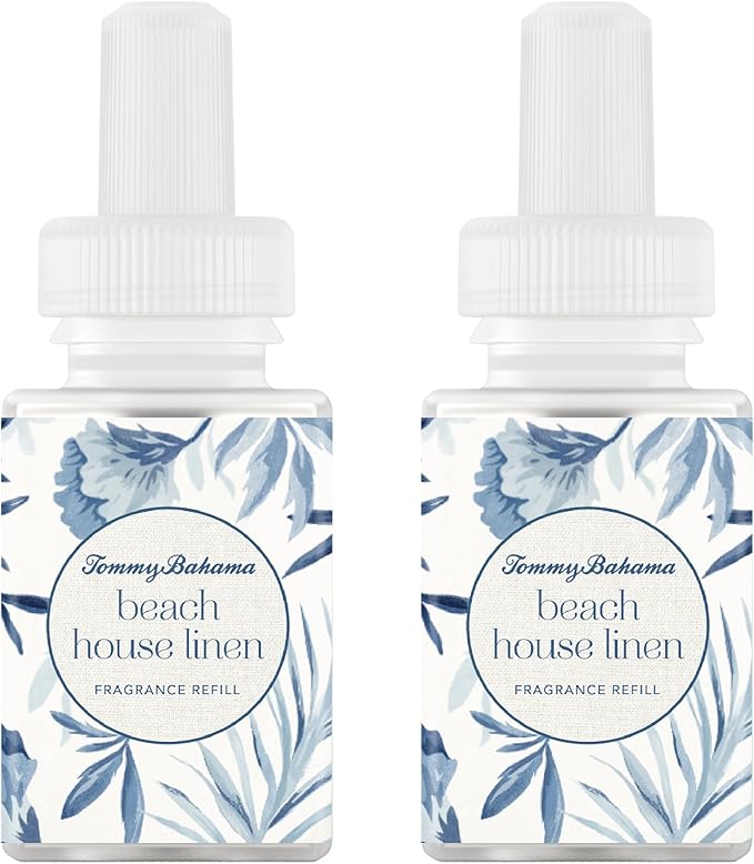 Pura & Tommy Bahama Home Scent Refill - Smart Home Air Diffuser - Premium Fragrance in Every Refill - Household Essential - Diffuser Fragrance - 2 Pack, Beach House Linen