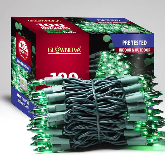 Green Wire,Green,Incandescent Bulb 100 Mini String Lights for Indoor Christmas Tree Garland Birthday Wedding Party Festival Decoration