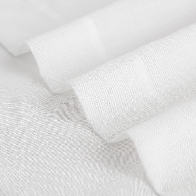 Vision Home White Pinch Pleated Sheer Curtains 84 Inches Soft Linen Textured Farmhouse Rustic Light Filtering Drapes,Window Treatment Panels with Hooks & Back Tab for Living Room Bedroom, 40"Wx84"Lx2