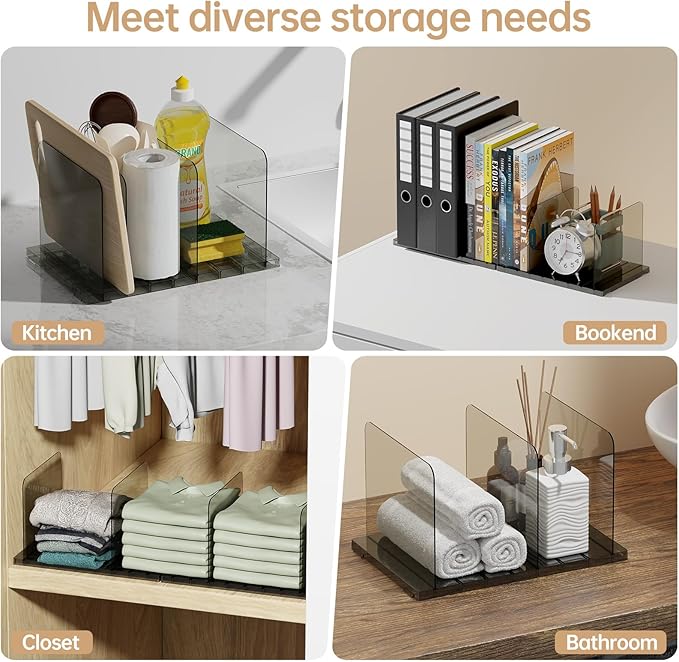 PAVSTINE Purse Organizer for Closet, Stackable Handbag Storage Shelf, Adjustable Clear Shelf Dividers, Keep Clutch, Bag, Pocketbook Upright, for Bedroom (Black)