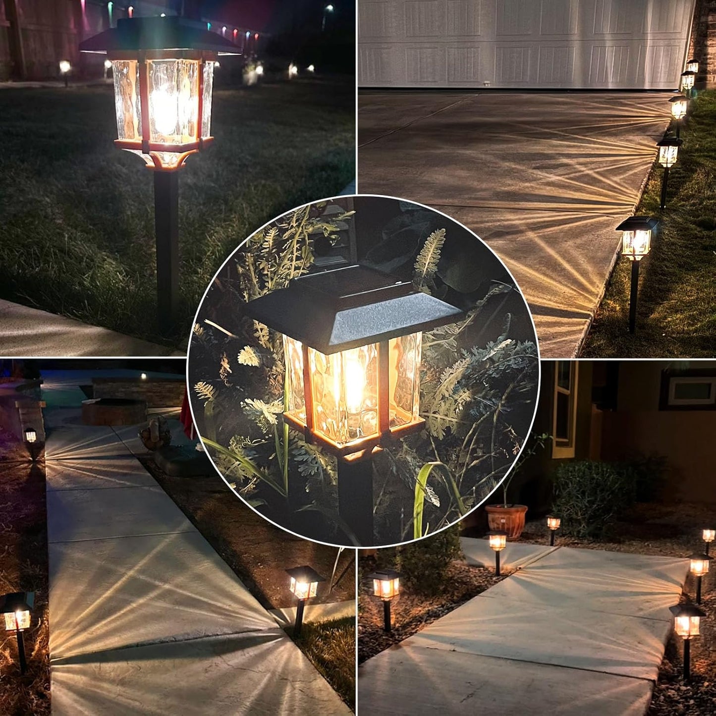 XMCOSY+ Solar Outdoor Lights Waterproof IP65, Solar-Powered Garden/Yard/Pathway Lights with Warm White 2-Tone Bronze-Wood Stainless Steel Design for Landscape Driveway Walkway Decorative
