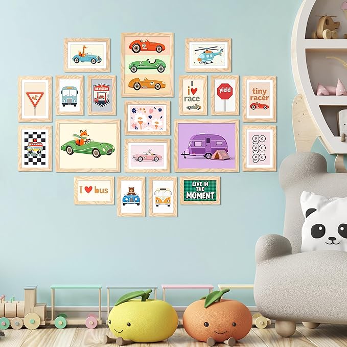 upsimples 19 Pack Picture Frames Collage Wall Decor for Mounting or Tabletop Display, Photo Gallery Frame Set for Family, Multi Sizes Including 8x10, 5x7, 4x6, Natural