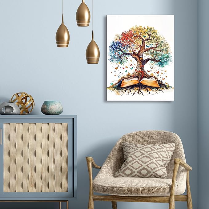 Tree of Life Wall Art - The Bible Religious Canvas Painting, christian gifts for catholic women, christians, Christmas wall decorations, Wall pictures for christians Living Room, Bedroom, Office,baptism,home decor,A-427
