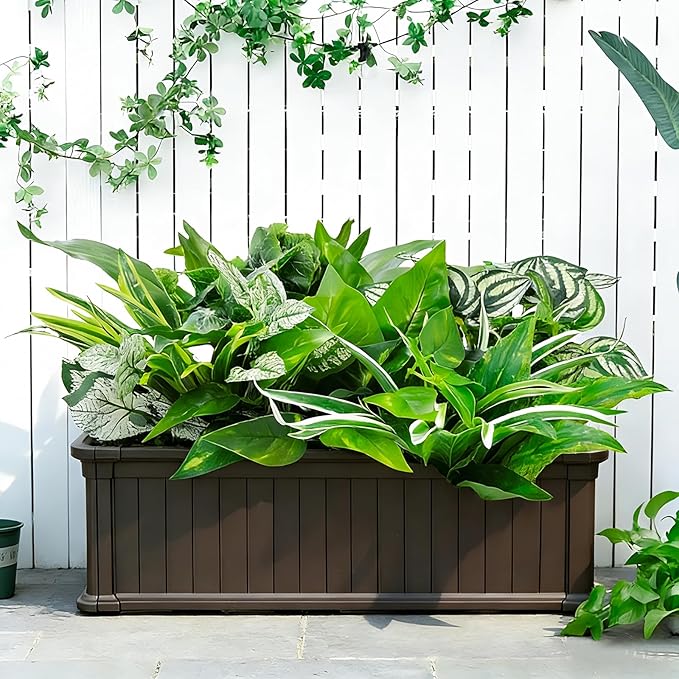 Artificial Plants for Outdoors Faux Greenery Leaves UV Resistant Realistic Plastic Large Bunches Shrubs Bushes with Stems, Fake Plants Decor Outdoor for Front Porch Door Patio Garden Yard, 9Pcs