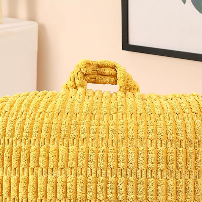 Reading Pillow for Sitting in Bed with Arm,Yellow Corduroy,M | Sitting Pillow for Teens Back Support,17" Backrest Pillow Supports Reading,Gaming & Relaxing in Bed,Couch,Floor