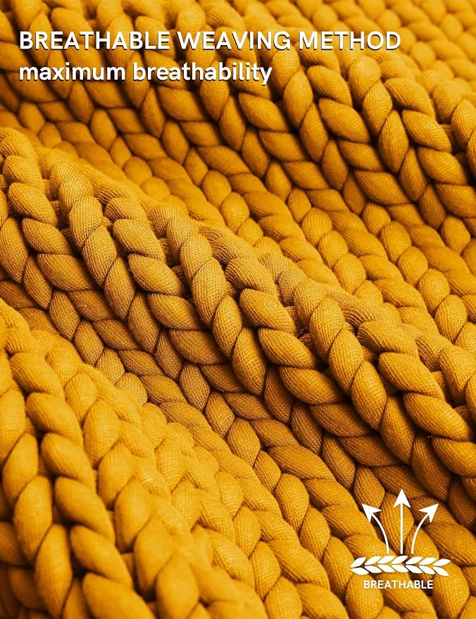 YnM Chunky Throw Blanket, Medium-Weight, Hand Knitted, Skin Friendly, Ventilated and Breathable, Machine Washable, Home Décor Piece for Couch, Sofa and Bed (Yellow Fusion, 40x50 Inch)