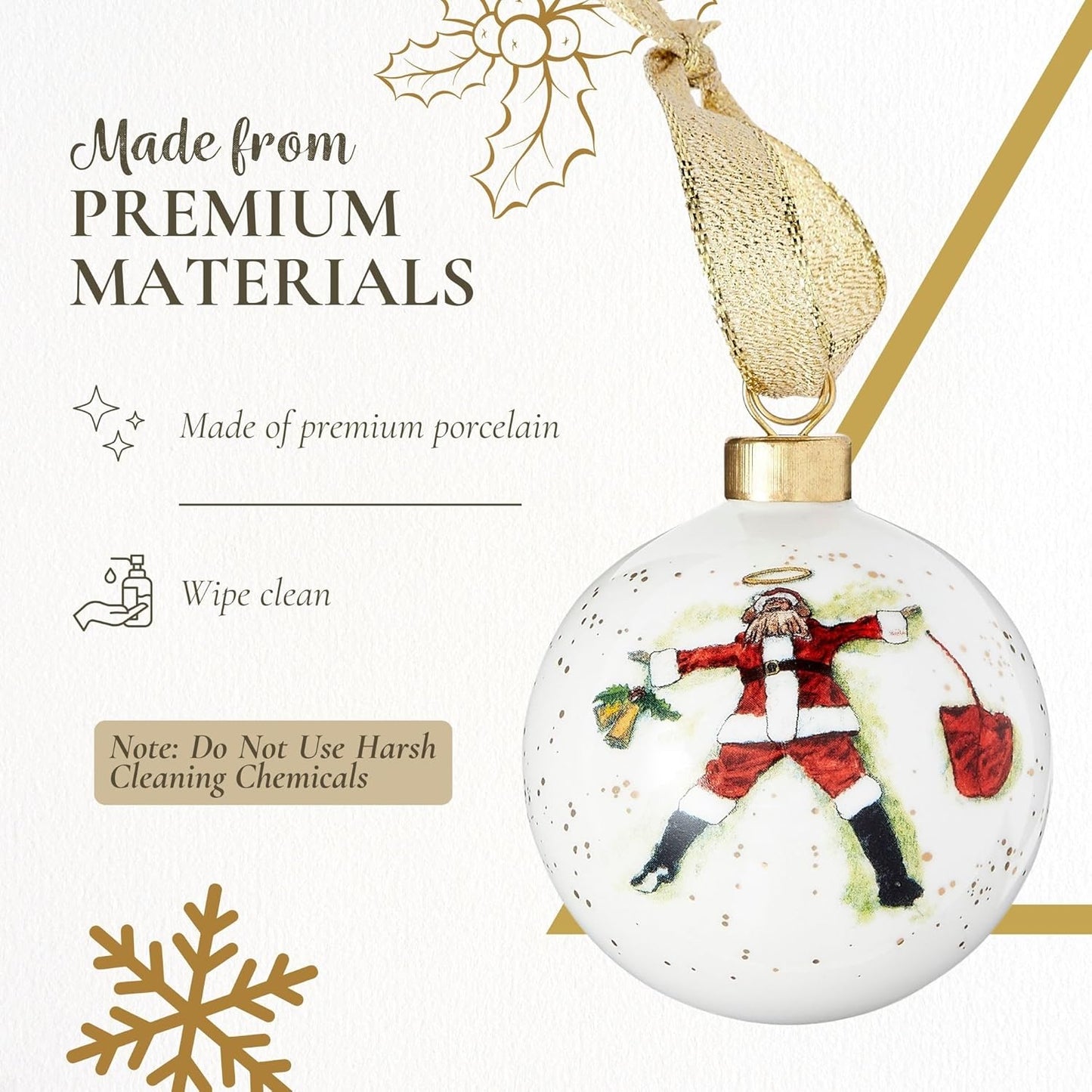 Spode Kit Kemp Christmas Ornament - Doodles Best in Snow - Fine China Whimsical Festive Keepsake, Collectible Holiday Decoration for Tree & Seasonal Decor - Holiday Ornament for Gift Giving