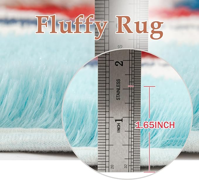PureCozy Checkered Rug 4x6 Fluffy Shag Living Room Colorful Area Rug Modern Washable Carpet Soft Shaggy Non Slip Indoor Plush Fuzzy Rugs for Bedroom Dorm Office Home Aesthetic Decor