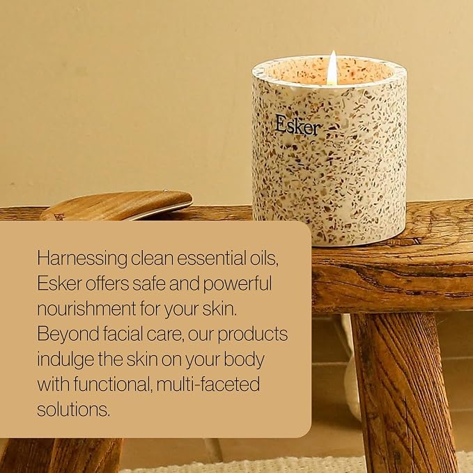 Esker Terrazzo Plantable Candle – Hand-Poured Soy Wax with Essential Oils, Eco-Friendly Reusable Planter, Includes Wildflower Seed Paper for Sustainable Gifting