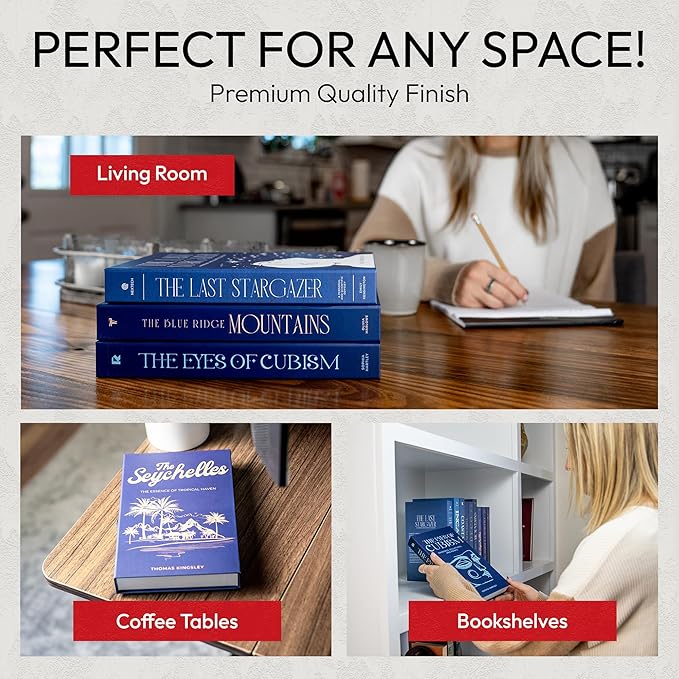 Decorative Books | Blue 10 Book Set with 3 Sizes | Preassembled with Hidden Storage | Perfectly Stackable for Easy Home Staging | Book Decor to Elevate Your Space | Home Decor Made Simple!