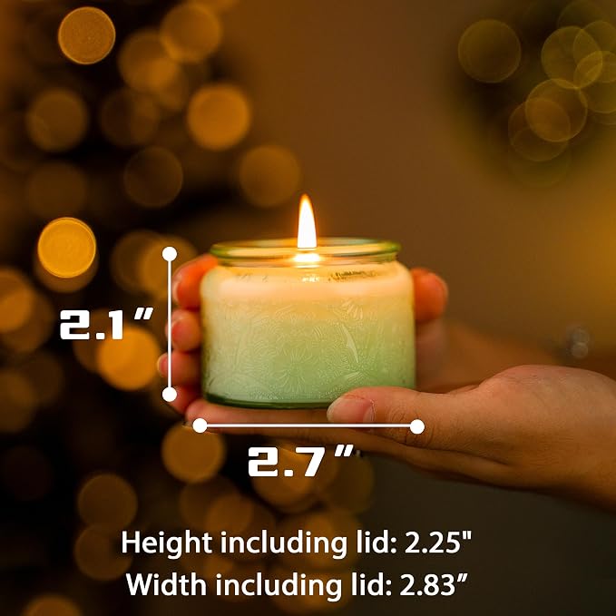 4 oz Green Mandala Glass Candle Jars with Bamboo Lids, 18 Pack | Patented Embossed Design, Includes Wick Centering Devices & Warning Labels, Multiple Color Options