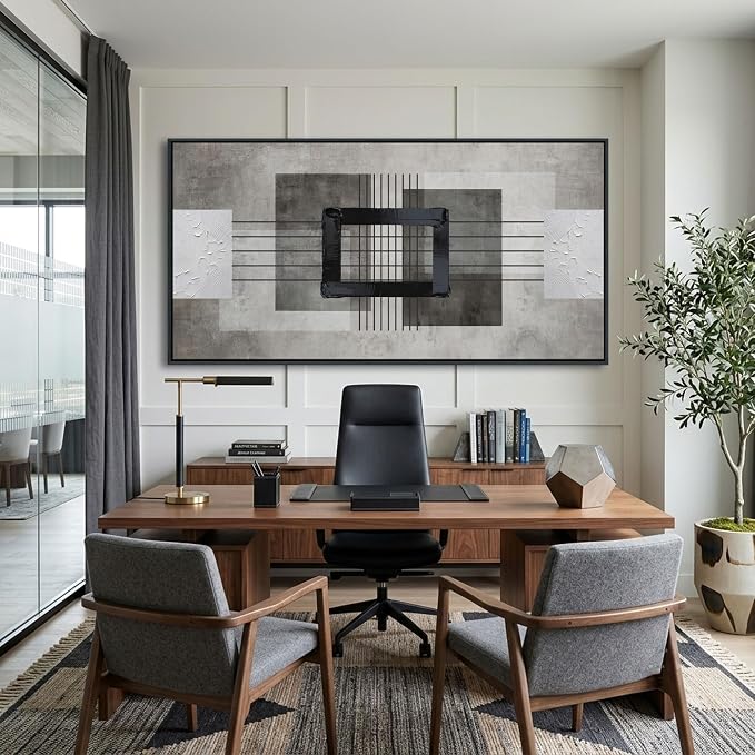 Large Abstract Canvas Wall Art for Living Room - Modern Neutral Beige & Gray Framed Artwork, Minimalist Textured Wall Paintings for Bedroom Decor, Sophisticated Gallery Pictures 29×58IN