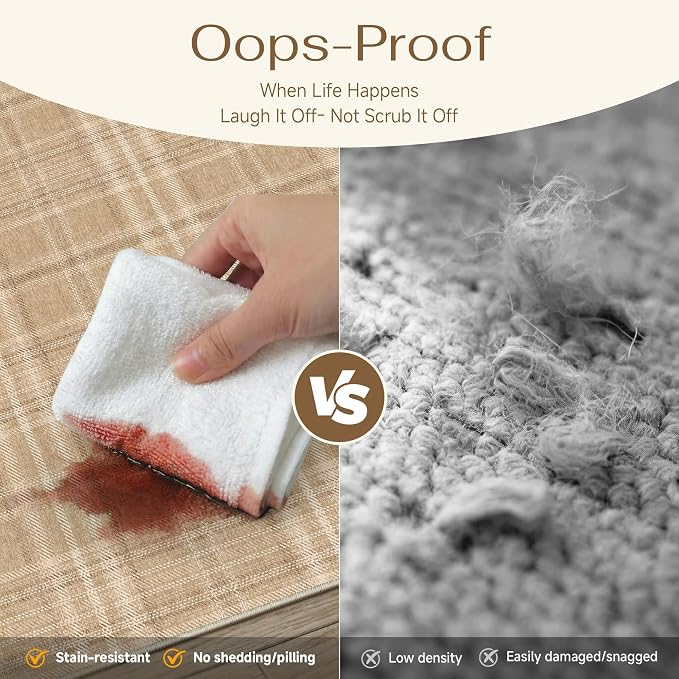 2x3 Brown Area Rug for Entryway Machine Washable Low Pile Checkered Mat Modern Accent Soft Non Slip Small Carpet for Entrance Bathroom Bedroom Indoor