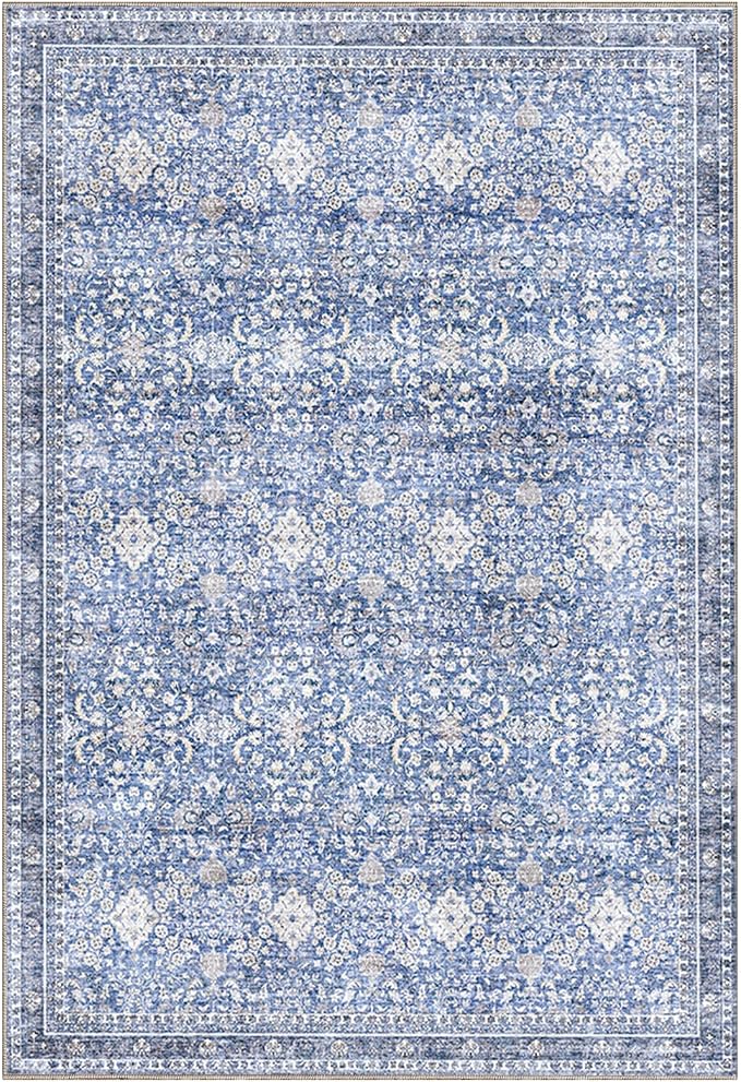 Sasttie 2x3 Rug, Ultra-Soft Washable Rug, Low Pile Foldable Thin Carpets with Non-Slip Backing, Skin-Friendly Stain Resistant Carpet for Living Room, Bedroom, Kitchen, Dorm, 2x3, Blue