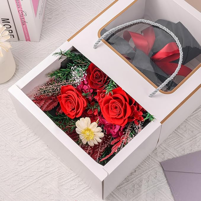 Flowers for Delivery Prime, Valentines Day Gifts for Her, Preserved Flowers Bouquets, Red Rose Birthday Gifts for Women Mom Wife Girlfriend Grandma, Real Forever Flower for Mothers Day Anniversary