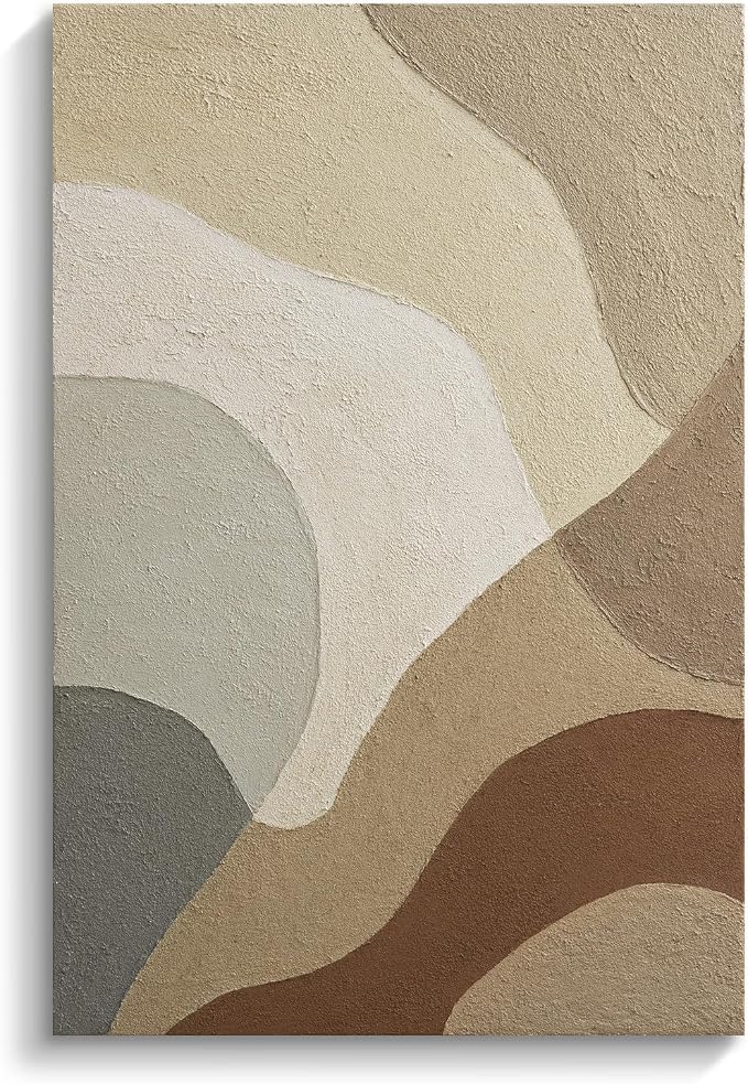 Modern Neutral Textured Abstract Wall Art, Wabi‑Sabi Minimalist Wall Decor | Large Canvas Vertical Hand‑Painted Oil Painting Artwork, Original Abstract Wall Art for Dining Room Bedroom Office Home Decor