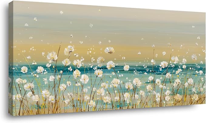 Ggaafet Wild Floret Wall Art for Living Room Canvas Oil Painting Prints Beautiful Flowers Floral Blooming Abstact Beach Art Deco Pretty Artwork Office Bedroom Family Dining Room Decor Large
