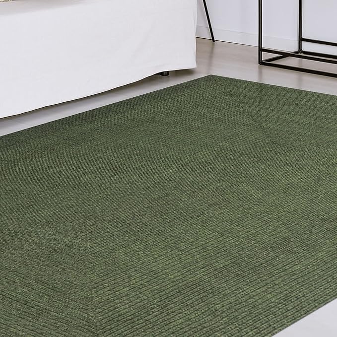 Superior Indoor/ Outdoor Large Area Rug, Reversible Braided Home Floor Decor for Living Room, Kitchen, Entryway, Patio, Front Porch, Deck, Modern, Boho, Farmhouse Style, 6' x 9', Green