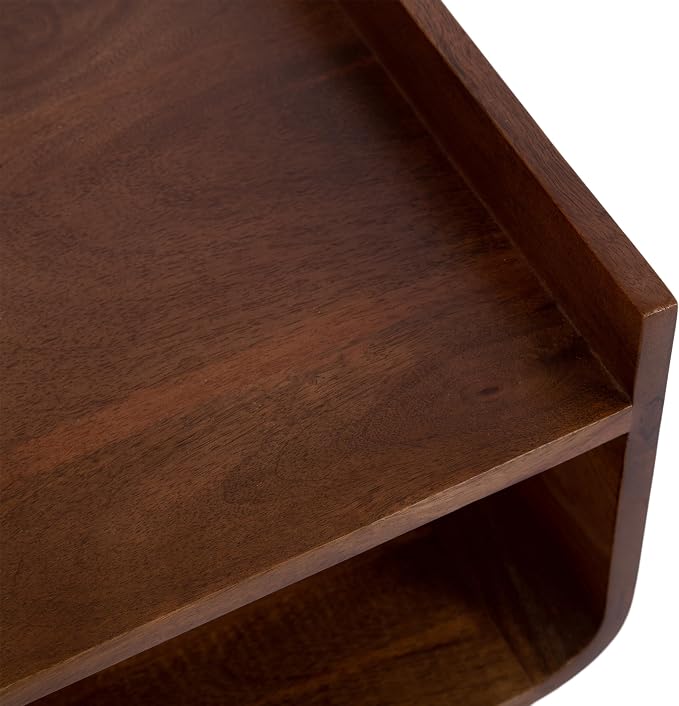 Kate and Laurel Quilby Mid-Century Living Room Side Table with Storage, 18 x 14 x 27, Walnut Brown, Wooden Bedroom Nightstand with Tapered Legs and Bedside Table Storage