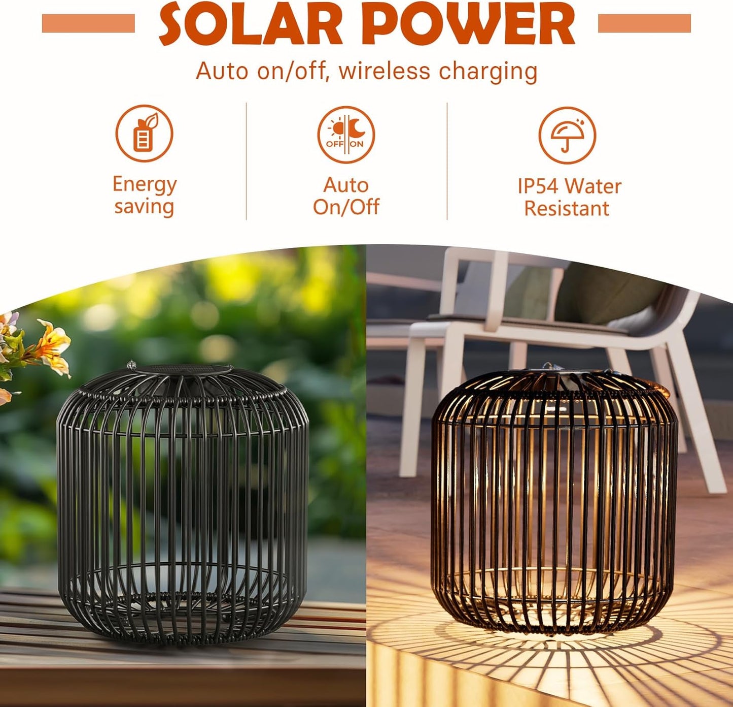 Solar Yard 2-Pack Outdoor Solar Lamp, Water-Resistant Lights for Outside Hanging Lantern Table Lamp Lights Decoration for Garden, Yard, Patio, Porch, Trees, Pathway, Black