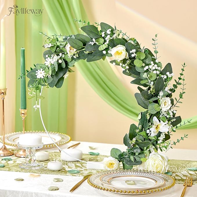 110 PCS 4 Kinds Mixed Artificial Greenery Stems,Baby Breath Flowers Artificial Bulk with Fake Eucalyptus Stems for Wedding Vase Bouquet Home Floral Decor