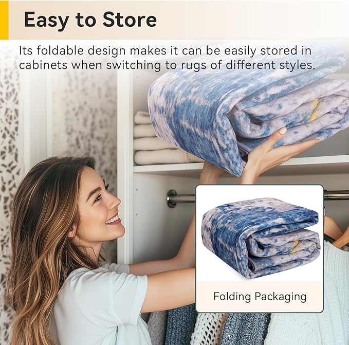 RELEANY Washable Area Rugs 6ft Non-Slip Modern Abstract Soft for Living Room Entryway Bedroom Nursery, Print Pattern, Grey Blue Gold/Golden