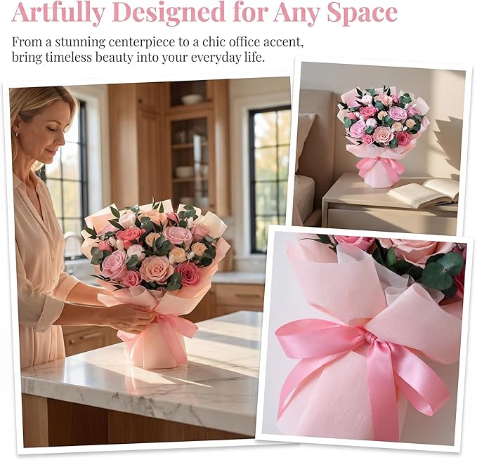 XTYFJGVA 16 Preserved Pink Roses Bouquet, Flowers for Delivery, Real Roses That Last 1-3 Years, Birthday Gifts for Women, Forever Flower Gifts for Mom, Wife, Grandma, Her on Mothers Day, Anniversary