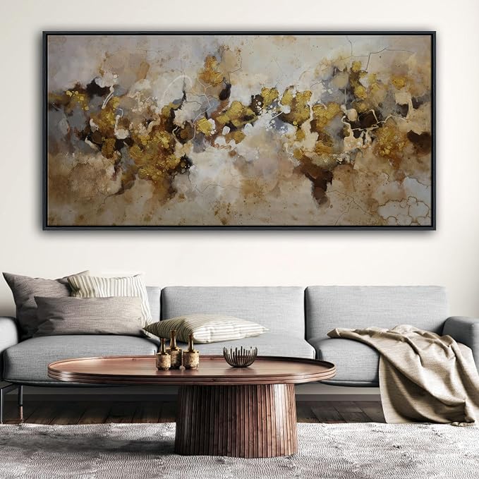 YDYSUNE Extra Large Abstract Wall Art - Modern Minimalist Decor Brown and Yellow Canvas Print, Artwork for Living Room Bedroom Painting Decoration Ready to Hang 29×58inch