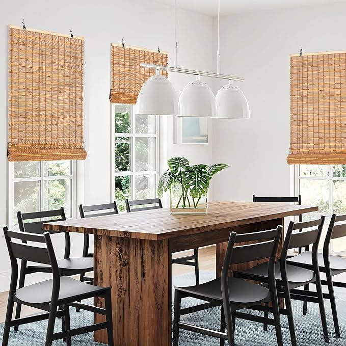 ALIMOO Cordless Bamboo Blinds for Interior Windows, Light Filtering Roll Up Shades Cordless for Indoor Home Patio Porch 24" W x 72" H