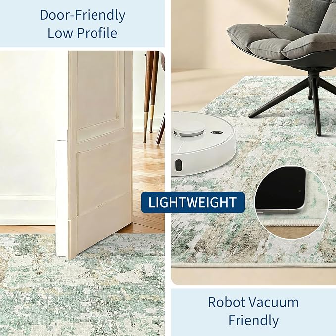 GarveeHome 8x10 Abstract Area Rug, Washable Soft Low Pile Non Slip Accent Rug for Living Room, Bedroom, Dining Room, Modern Neutral Indoor Carpet
