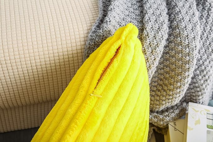 TangDepot Velvet Big Corduroy Pillow Covers 12x24 Yellow 2-Pack | Soft wide-stripe corduroy pillow cover, hidden zipper, machine washable, easy refresh, for bedroom living room indoor outdoor