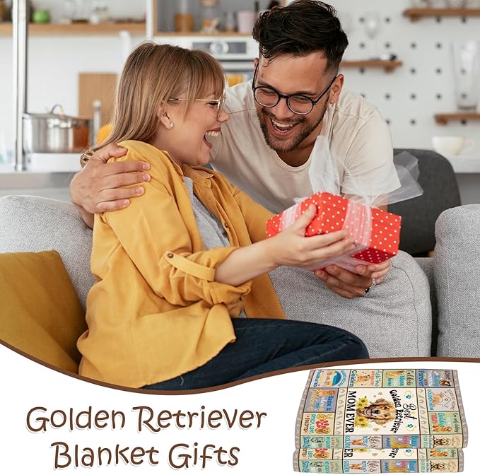 Wxiben Golden Retriever Gifts for Women - Golden Retriever Blanket for Dog Lovers Owners Woman Golden Retrievers Mom Gift Birthday Throw Blanket for Home Sofa Couch Bed 60x50in