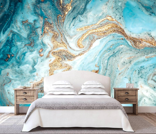 WFBHUA-Green and Gold Marble Wallpaper Abstract Art Photo Wall Murals for Living Room Bedroom (Not Peel and Stick)